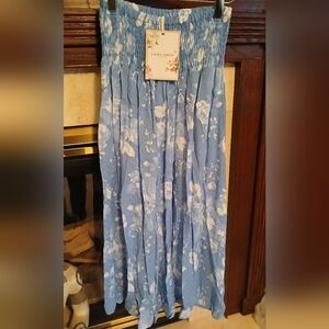 Laura Ashley Light Blue Floral Maxi Skirt